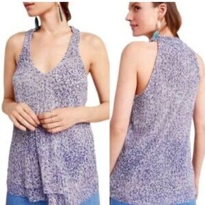 Anthropologie Metallic‎ Shimmer Leopard Polka Dot Halter Tank Top Lilac Small